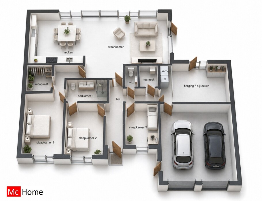 McHome B169 levensloopbestendige woningen met plat dak van staalframebouw Nederland