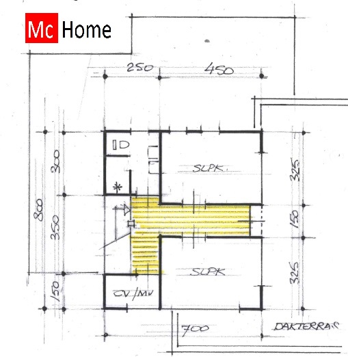 Gelijkvloerse woning met gastenverdieping kleine verdieping Moderne uitvoering Mc-Home M232