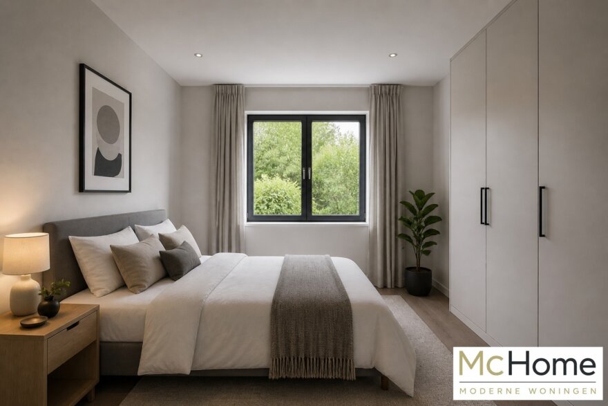 Interieur-inspiratie voor moderne levensloopbestendige bungalow B-136 met strakke architectuur, grote raampartijen en energiezuinige staalframebouw uitvoering van MC-Home