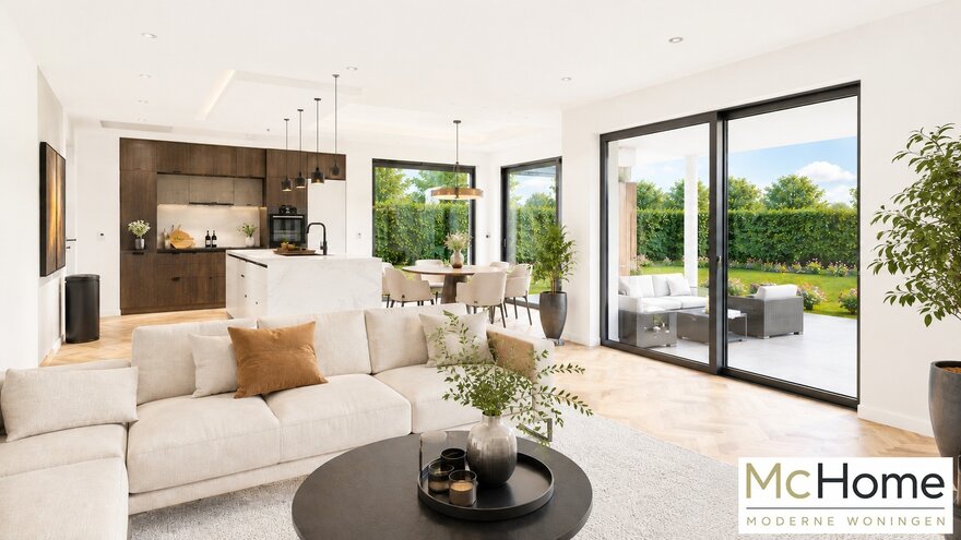 Modern interieur van kubistische woning M-392 met luxe inrichting
