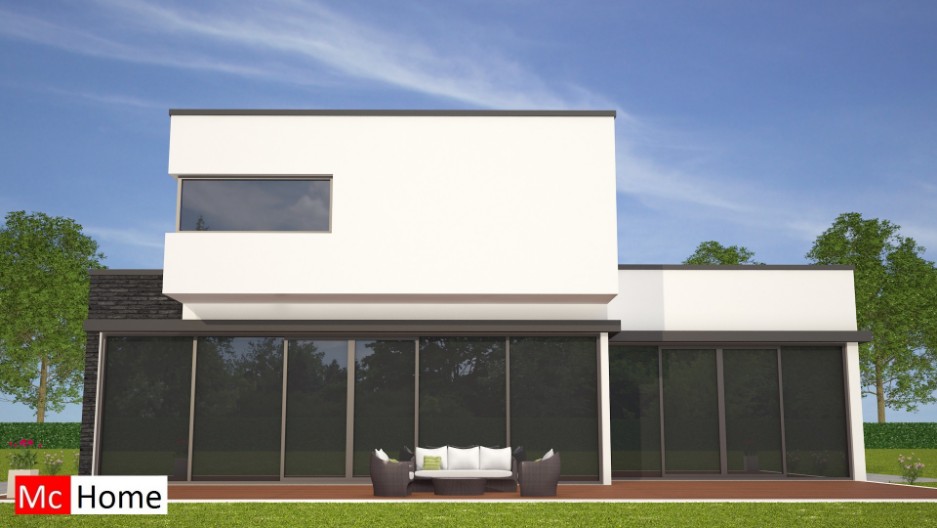 M103 v2 MC-HOME luxe moderne kubistische villa met natuursteen en gestuukte gevels energieneutraal in staalframebouw 