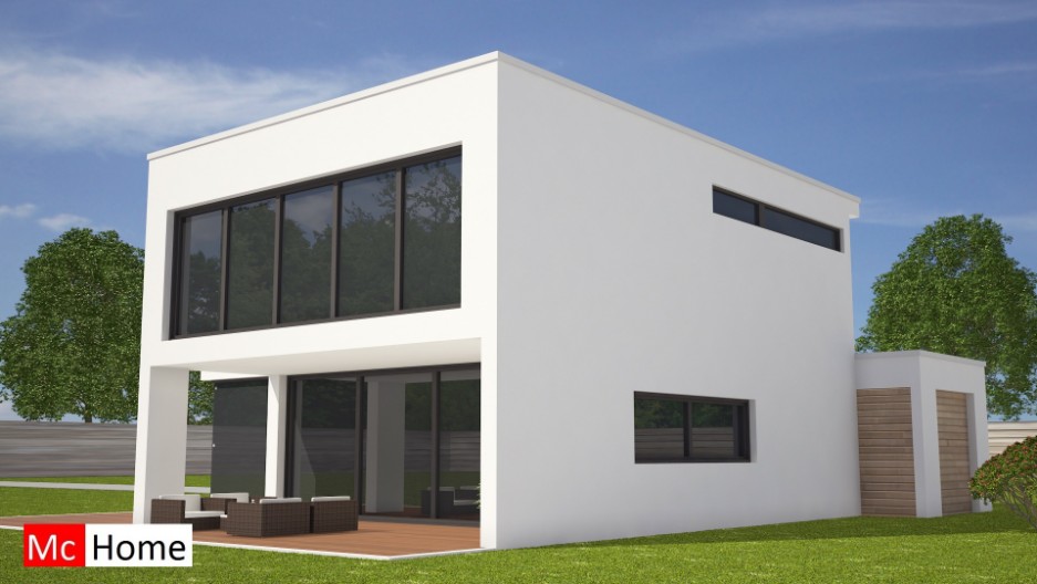 M124 Mooie Moderne kubistische woning met overdekt tuinterras duurzame materialen en moderne energiezuinig bouwsysteem 