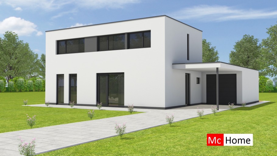 M374 v1 McHome Platdak Bungalow alles beneden slapen badkamer kleine etage staalframebouw Nederland