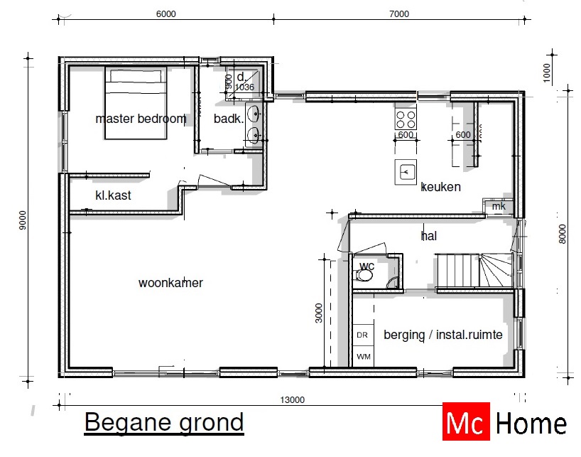 MCHOME K148 zeer duurzame woning met kap