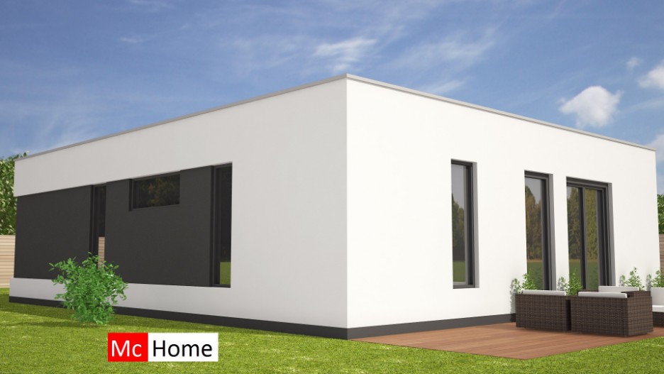 Mc-Home B114 moderne bungalow met plat dak met ATLANTA  staalframe bouwsysteem