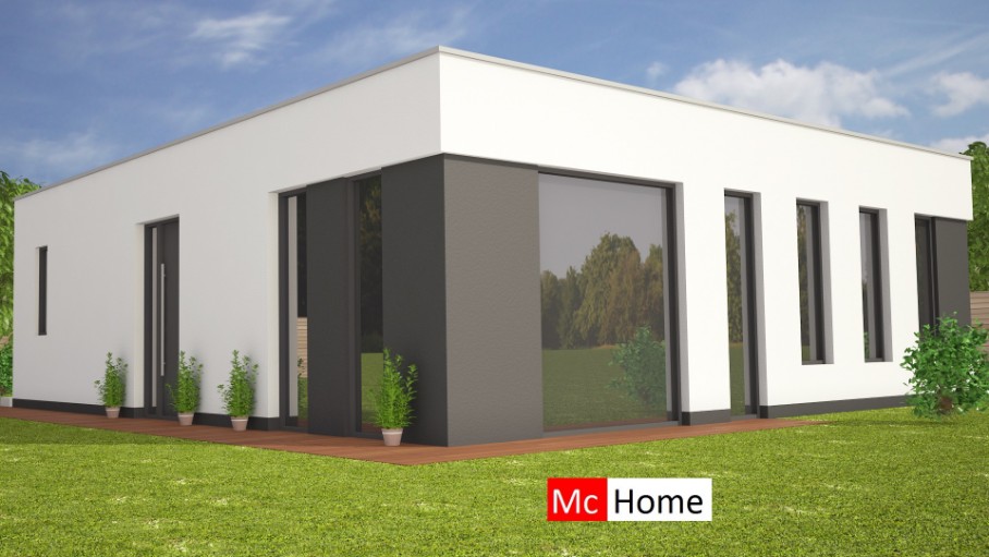 Mc-Home B114 moderne bungalow met plat dak met staalframe bouwsysteem