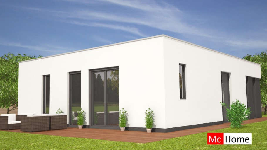 Mc-Home B114 moderne bungalow met plat dak met staalframe bouwsysteem