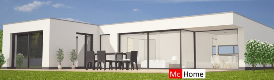 Mc-Home B115 platte bungalow met slaapkamer badkamer levenloopbestendig staalframebouw Nederland