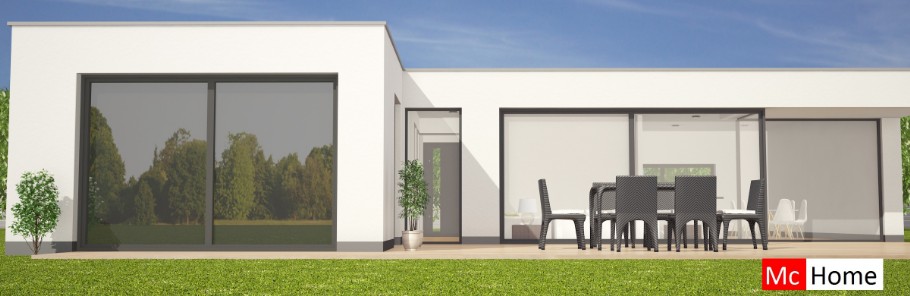 Mc-Home B115 platte bungalow met slaapkamer badkamer levenloopbestendig staalframebouw Nederland