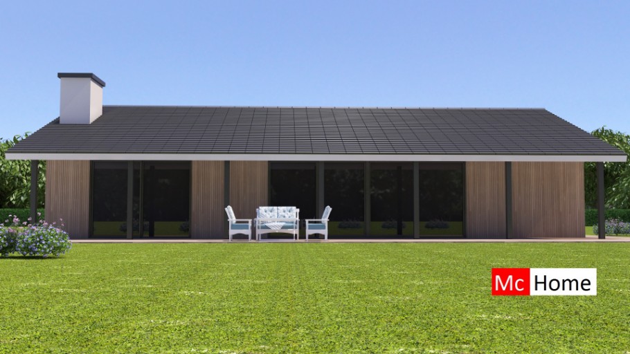 Mc-Home B136 v1 semi bungalow met kap hellend dak  staalframebouw