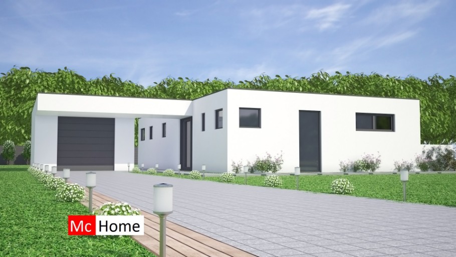 Mc-Home B145  bungalow met plat dak  goedkoper bouwen  staalframebouw Nederland