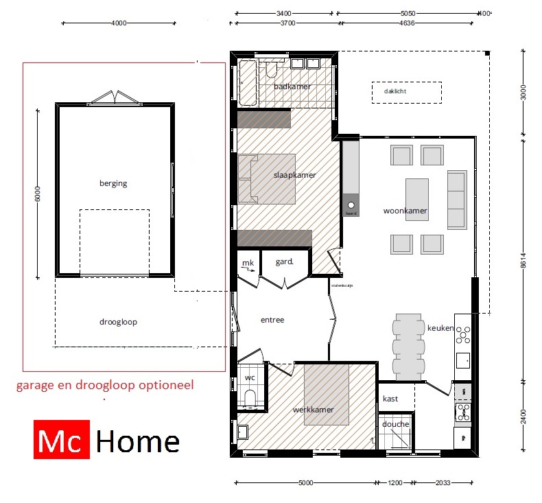 Mc-Home B145  bungalow met plat dak  goedkoper bouwen  staalframebouw Nederland