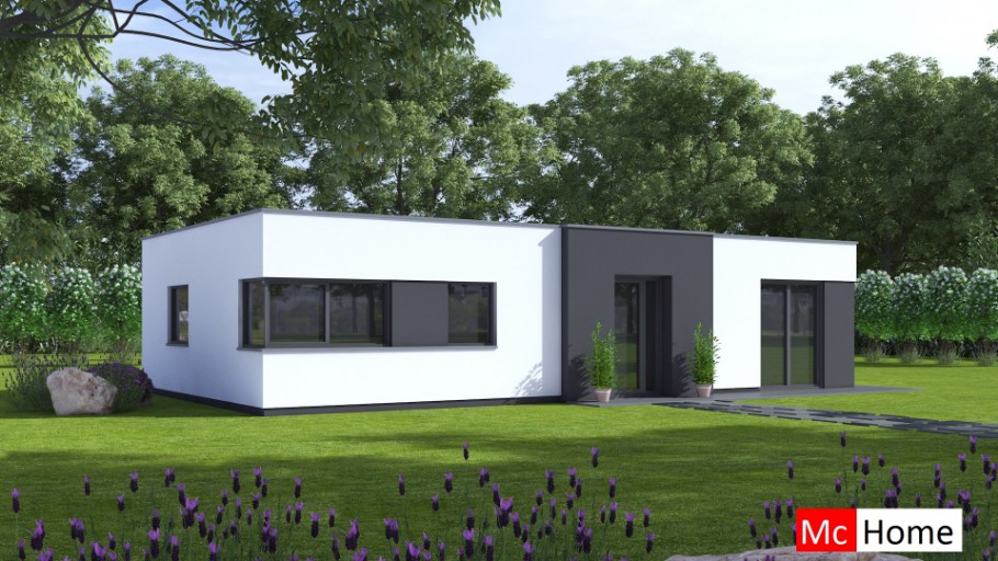 Mc-Home B163 v1 efficient moderne bungalowserie Staalframebouwmet plat dak 