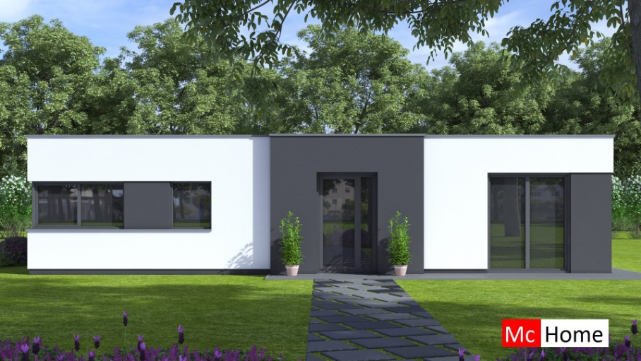 Mc-Home B163 v1 efficient moderne bungalowserie Staalframebouwmet plat dak 