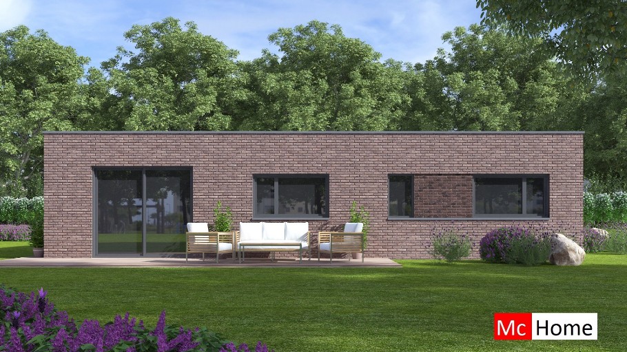 Mc-Home B163 v1 efficient moderne bungalowserie Staalframebouwmet plat dak 