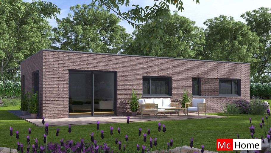 Mc-Home B163 v1 efficient moderne bungalowserie Staalframebouwmet plat dak 
