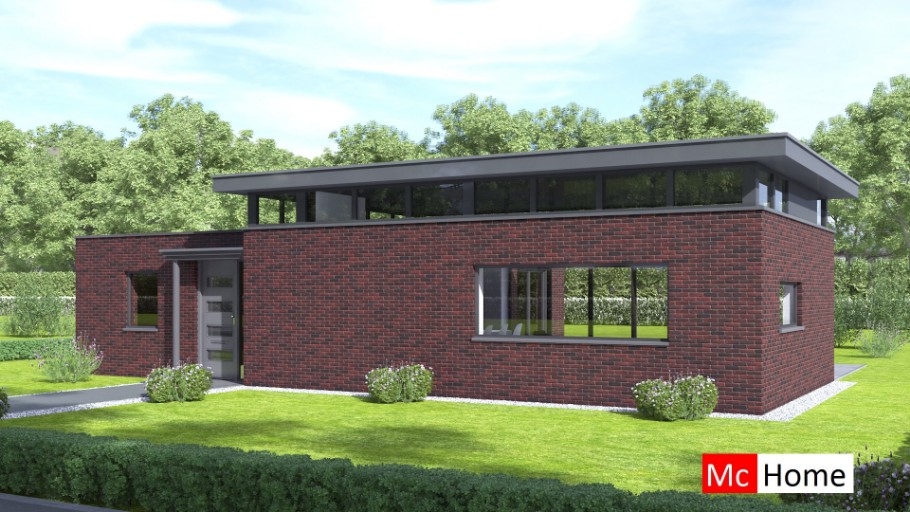 Mc-Home B179 bunaglow met plat dak en veel licht staalframebouw Nederland 