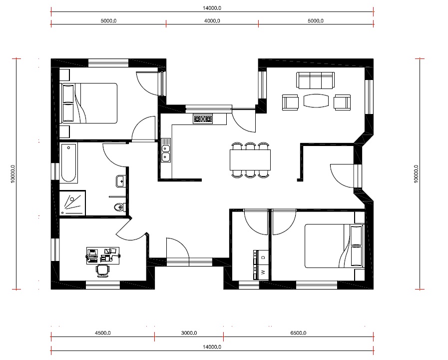 Mc-Home Bungalow B179 plattegrond indeling