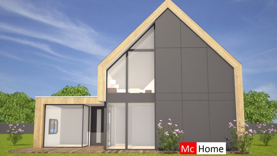 Mc-Home K104  schuurwoning moderne kapwoning staalframe houtskeletbouw lofthome 