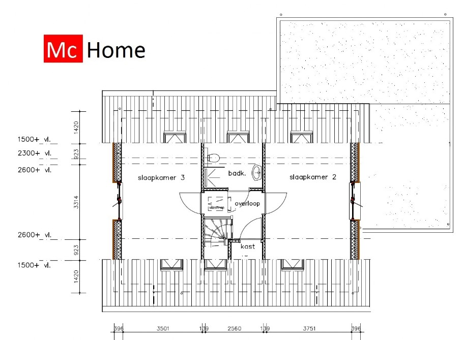 Mc-Home K142 moderne energieneutrale kapwoning slaapkamer begane grond staalframebouw Nederland