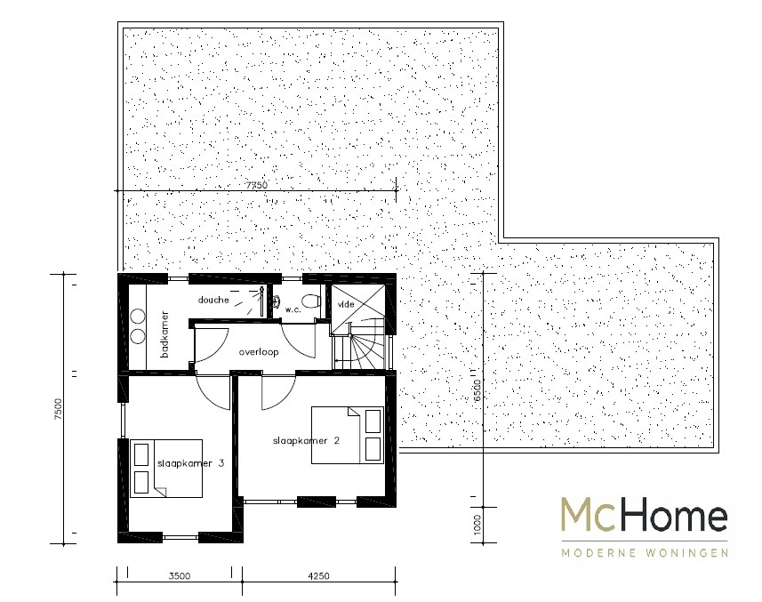 plattegrond en indeling moderne levensloopbestendige kubistische woning M-391