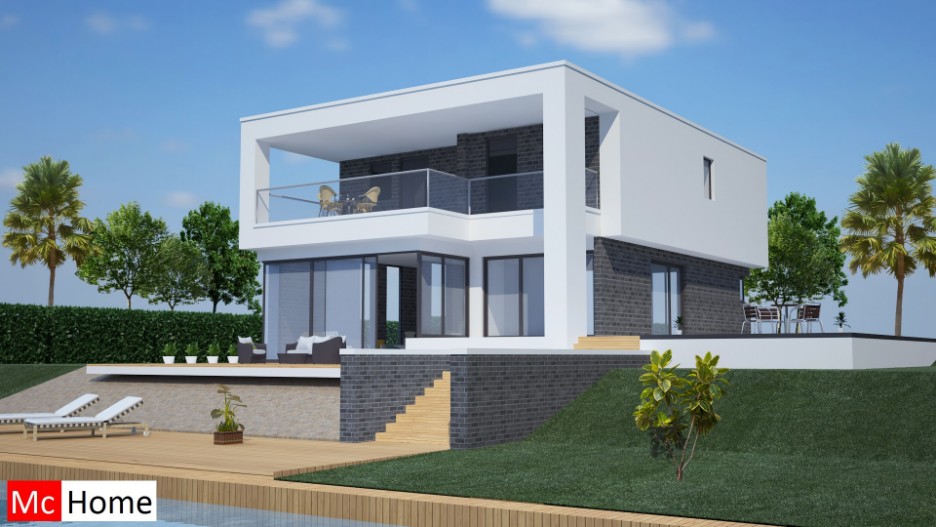 Mc-Home M66 Moderne kubistische watervilla met v eel glas en terrassen