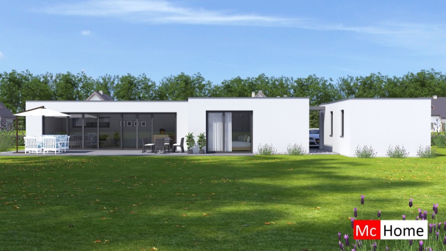 Mc-Home bungalow b162 met vlak dak Staalframebouw Nederland Mc-Home bungalow b162 met vlak dak Staalframebouw Nederland