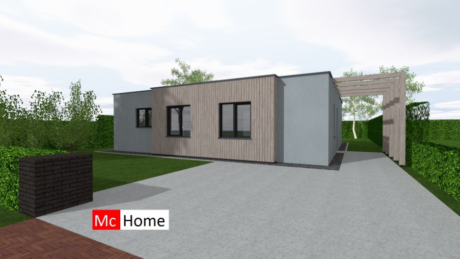 Mc-Home kleine bungalow alles gelijkvloers plat dak energiearm B60
