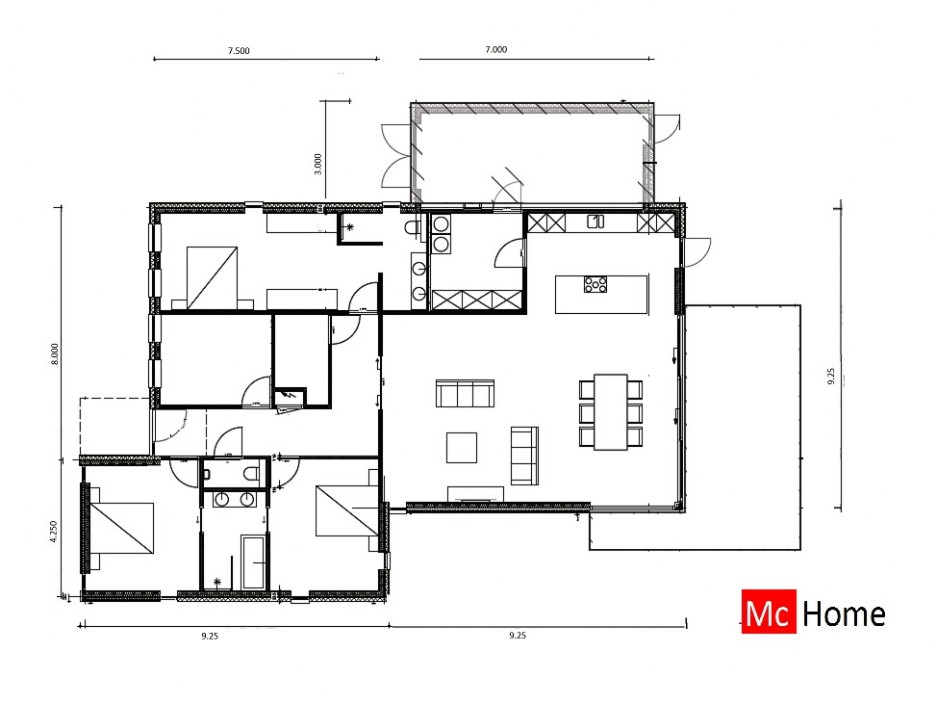 Mc-Home levensloopbestendige woningen type B164  Staalframebouw ATLANTA MBS