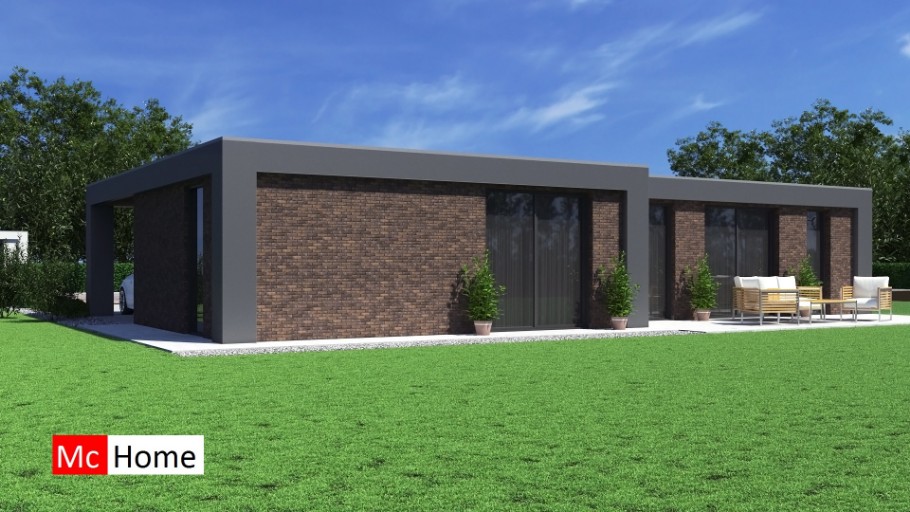 Mc-Home ontwerp B157 platdak bungalow bouwen staalframebouw Nederland