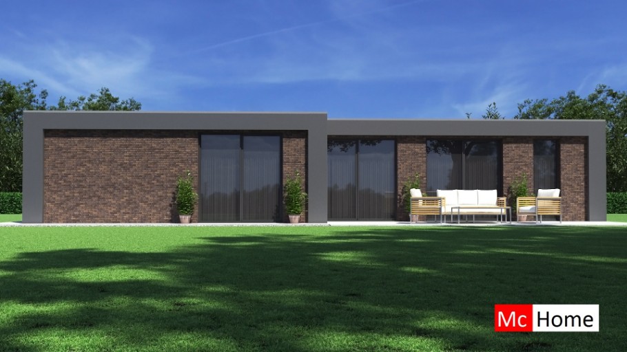 Mc-Home ontwerp B157 platdak bungalow bouwen staalframebouw Nederland