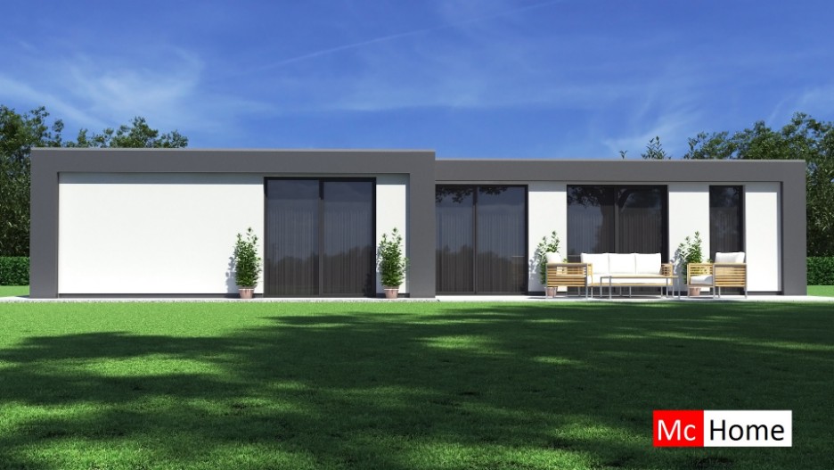 Mc-Home ontwerp B157 platdak bungalow bouwen vanaf 250.000 ATLANTA MBS staalframe
