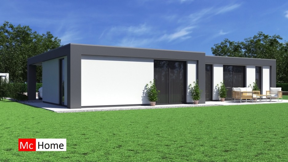 Mc-Home ontwerp B157 platdak bungalow bouwen vanaf 250.000 ATLANTA MBS staalframe