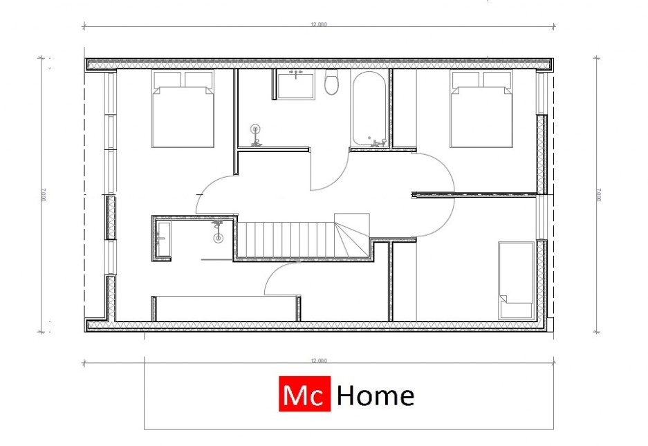 Mc-Home schuurwoning K108 plattegrond indeling bouwen met staalframe