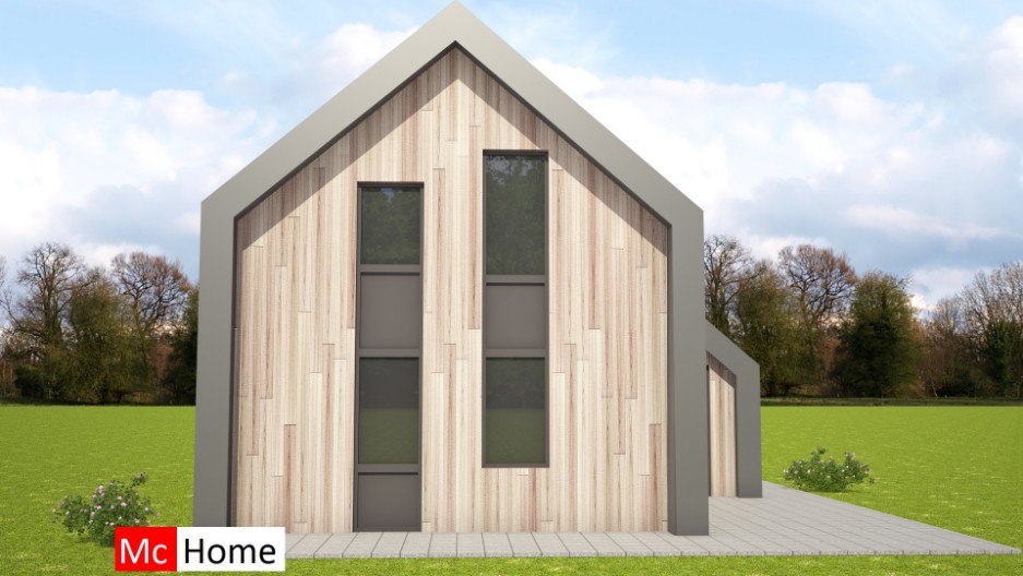 Mc-Home schuurwoning K89 moderne kap golfplaat en hout passief bouwen