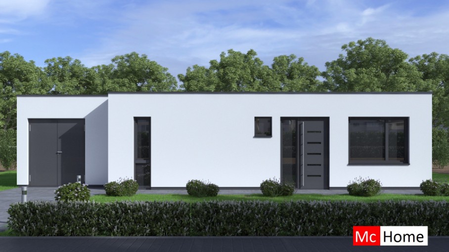 Mc-Home staalframebouw Nederland B178 bungalow met plat dak en grote berging