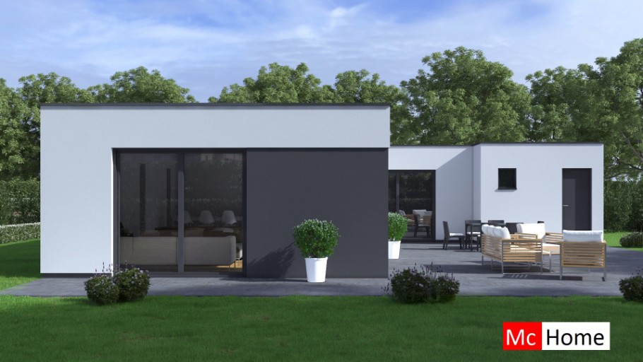 Mc-Home staalframebouw Nederland B178 bungalow met plat dak en grote berging