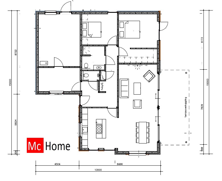 Mc-Home type 193 nieuwbouw bungalow met plat dak 