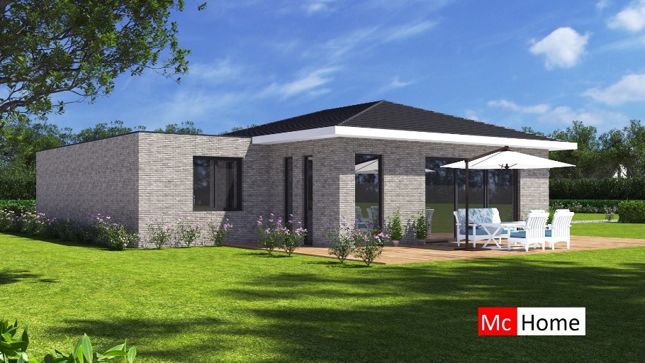 Mc-Home.nl B158 Nieuwbouw bungalow  hellend dak met kap Staalframebouw Nederland 