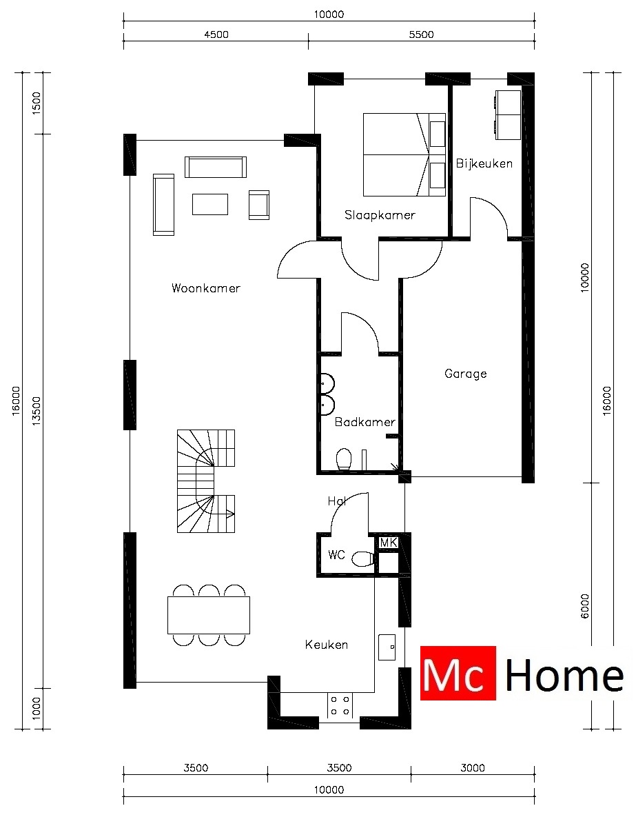 Mc-Home.nl B18 energieneutrale moderne levensloop bestendige bungalow met kleine verdieping 