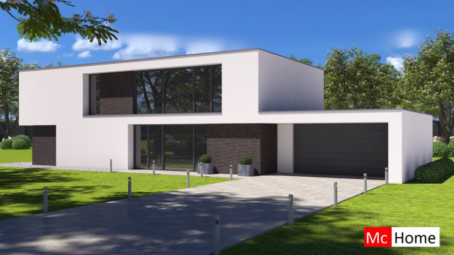 Mc-Home.nl M382 moderne kubistische woning met Staalframe bouwconstructie