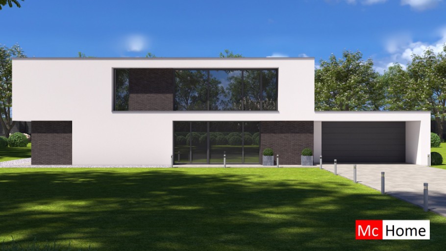 Mc-Home.nl M382 moderne kubistische woning met Staalframe bouwconstructie
