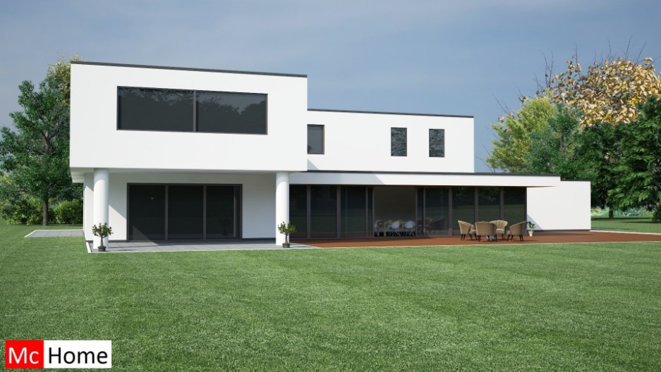 Mc-Home.nl M52 moderne kubistische villa met veel glas bouwen aanleunwoning voor gezin met inwonende ouders studerende kinderen