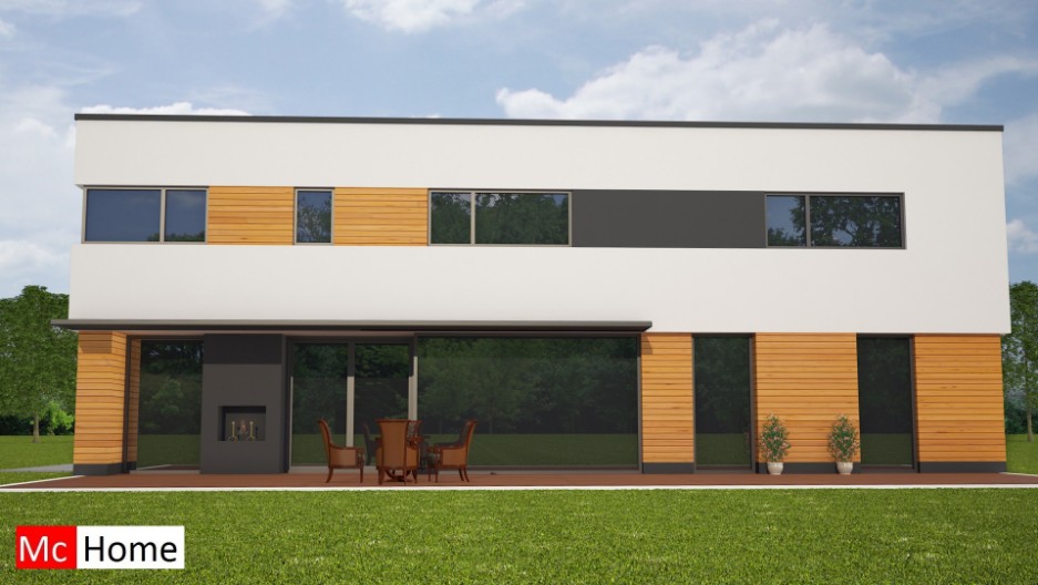 Mc-Home.nl M82 moderne villa bouwen met plat dak en veel glas passief en staalframebouw