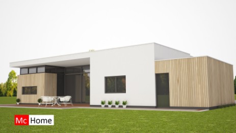 Mc-Home.nl Moderne gelijkvloerse woning onder architectuur energieneutraal plat dak B55