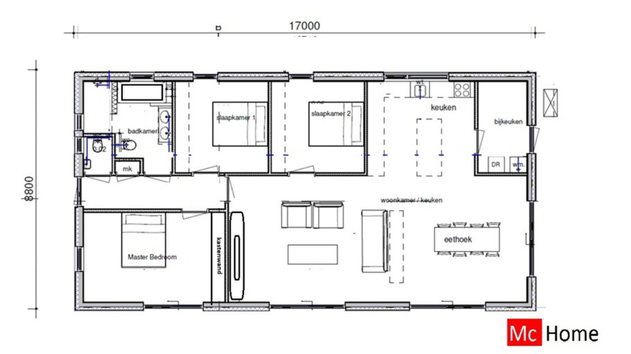 Onderhoudsarme gelijkvloerse bungalow met licht hellend dak en moderne houten gevelbekleding