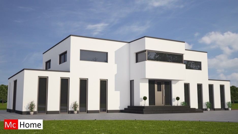 Mc-Home.nl moderne villa bouwen ontwerp M79 bauhaus energieneutraal aardbevingbestendig staalframebouw