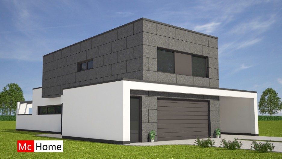 Mc-Home.nl moderne woning kubistische bouwstijl met inpandige garage tuinkamer veel licht M140 