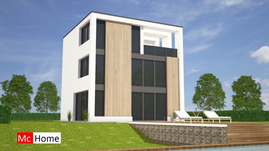 Mc-Home.nl mooie ontwerpen Moderne kubistische kubuswoning of villa en bouwen in modern prefab bouwsysteem tegen betaalbare prijzen M138