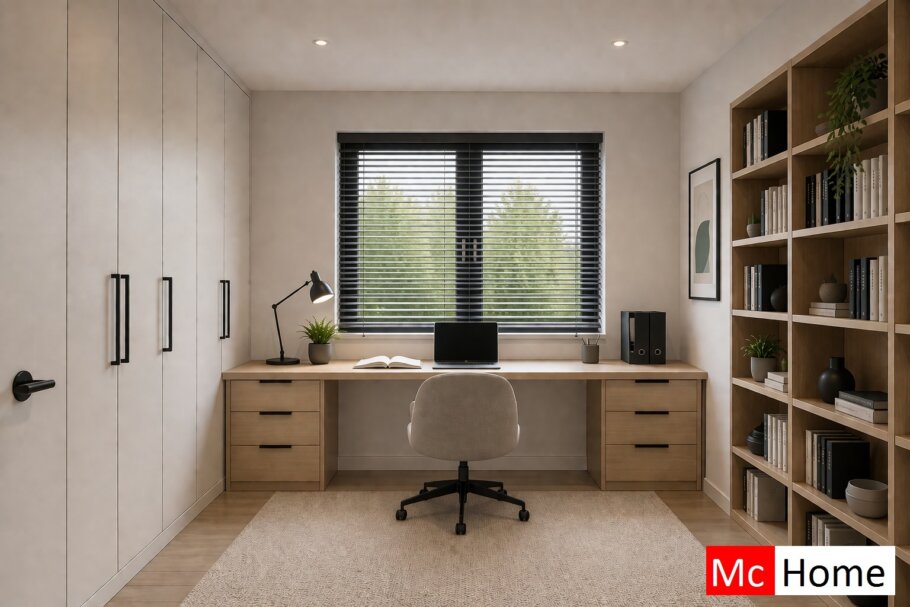 Onderhoudsarme gelijkvloerse bungalow met licht hellend dak en moderne houten gevelbekleding